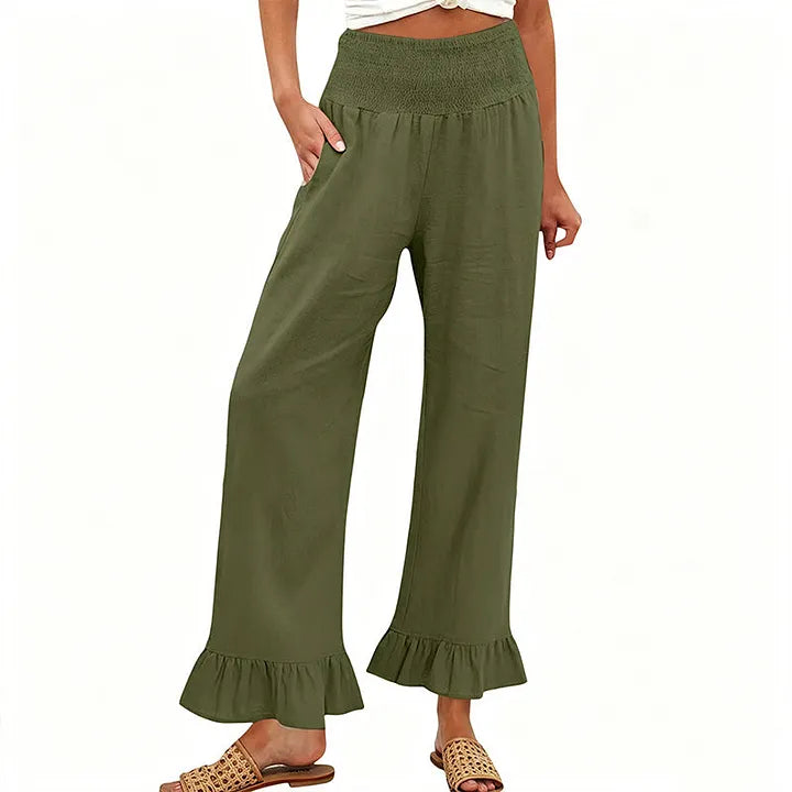 Moriom - Cotton Boho Ruffled Lounge Pant