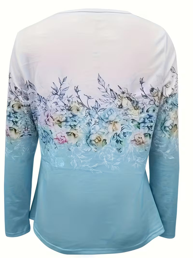 Saskette - Elegant Floral Graphic Print Top