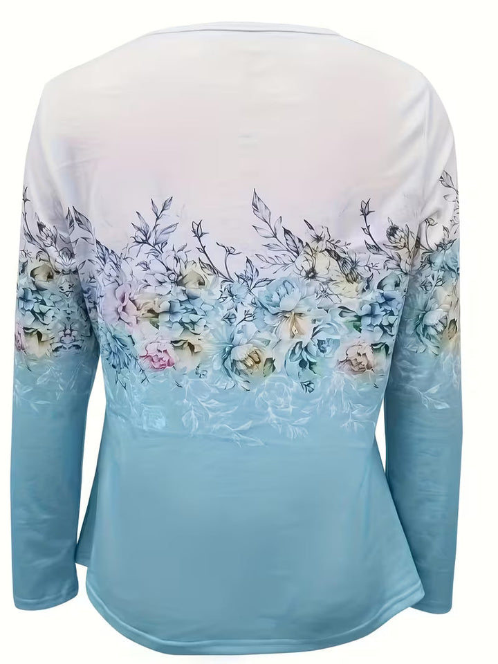 Saskette - Elegant Floral Graphic Print Top