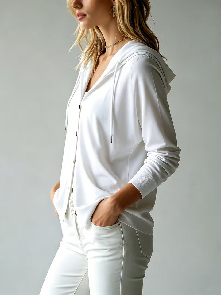 Avila - Long Sleeved Button Hooded Cardigan