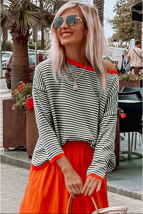 Lyzza - Striped Long Sleeved Top