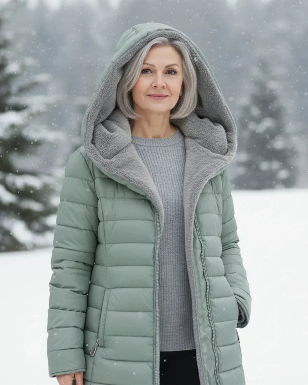 Samianea - Long Hooded Puffer Coat With Pockets