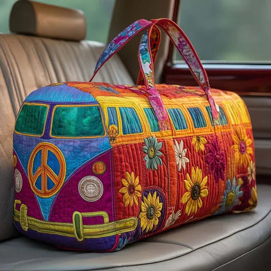 Zefea - Quilted Vintage Camper Print Travel Bag
