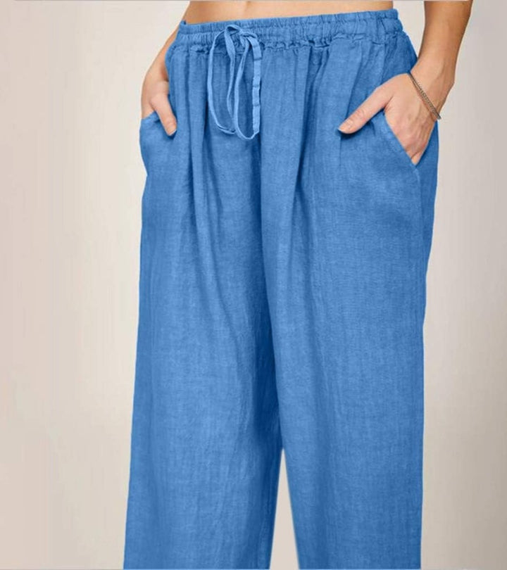 Maialen - Linen Wide Leg Trousers For Summer