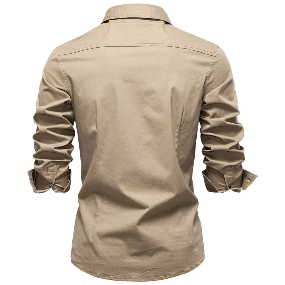 Norbwaldmir - Long Sleeve Cotton Shirt