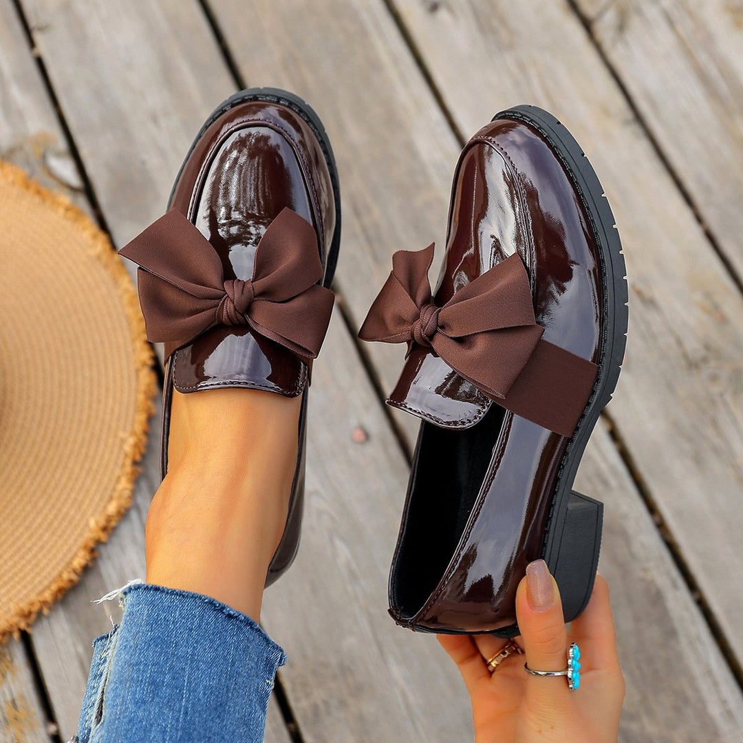 Astreaica - Patent Leather Loafer With Bow Accent