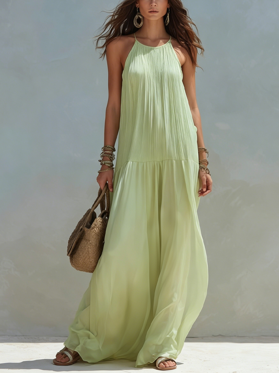 Frazier - Sleeveless Pleated Maxi Dress