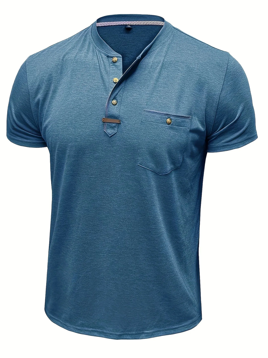 Saxon - Elegant Round Neck T Shirt With Pocket
