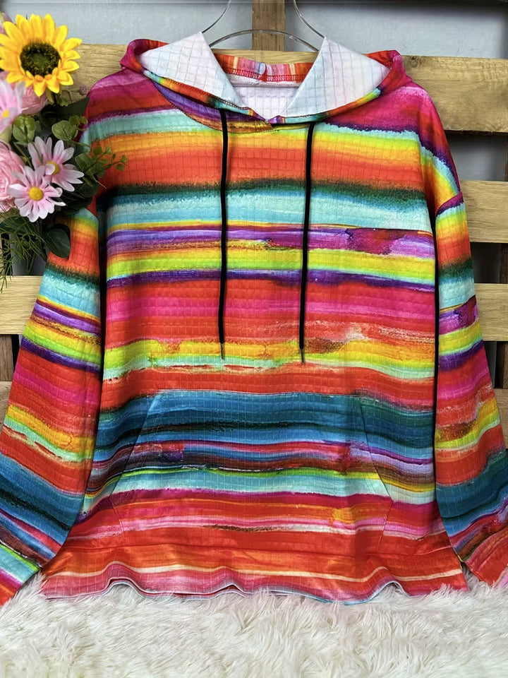 Isolis - Rainbow Print Hooded Sweatshirt