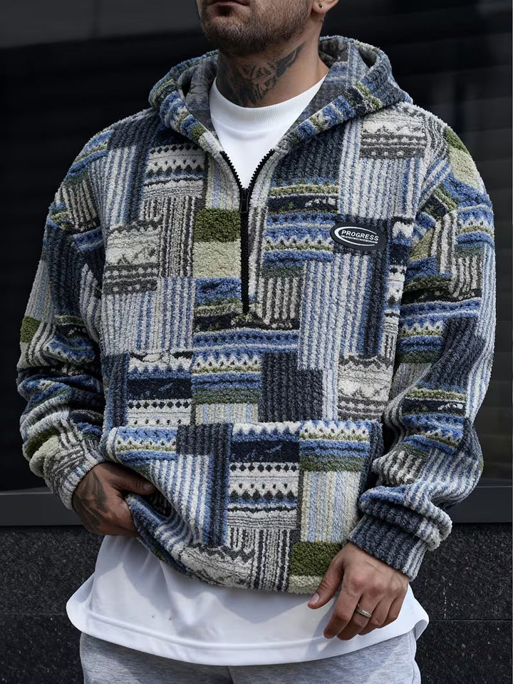 Solarishift - Printed Zip-Up Hooded Sweatshirt