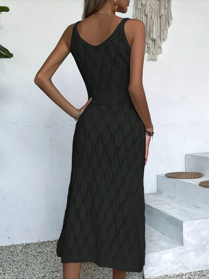 Luciana - Sleeveless Long Knitted Dress With A Coat Style