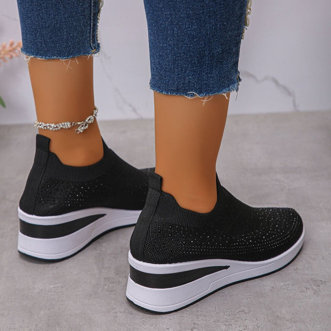Loretha - Orthopedic Wedge Sneakers With Mesh Crystal