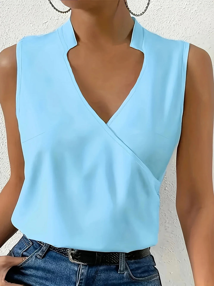 Cebulska - Elegant Sleeveless Surplice Blouse