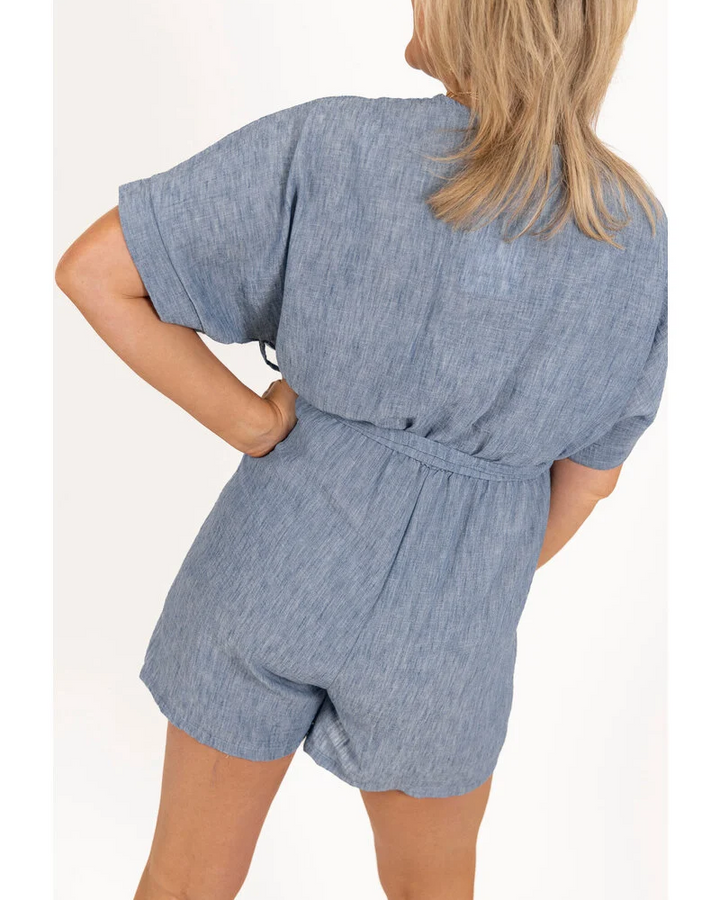 Lerusik - Linen Short Sleeve Playsuit