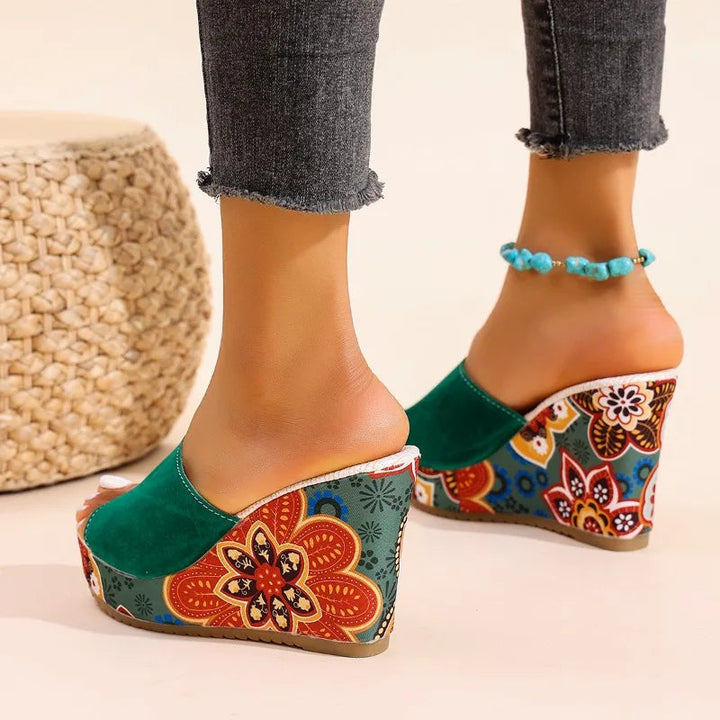 Laerke - Floral Print Wedge Sandal