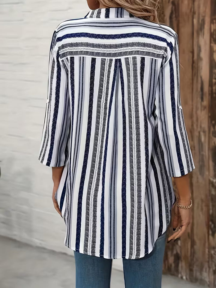 Elysis - V-neck Striped Loose Top