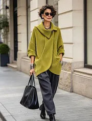 Clarena - Oversized Jacket With Asymmetric Collar and Pockets
