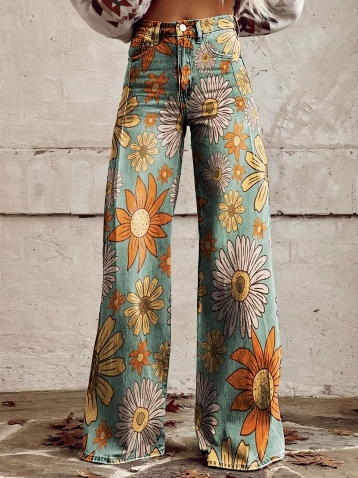 CIRILLA - LOOSE-FITTING VINTAGE FLORAL PANTS