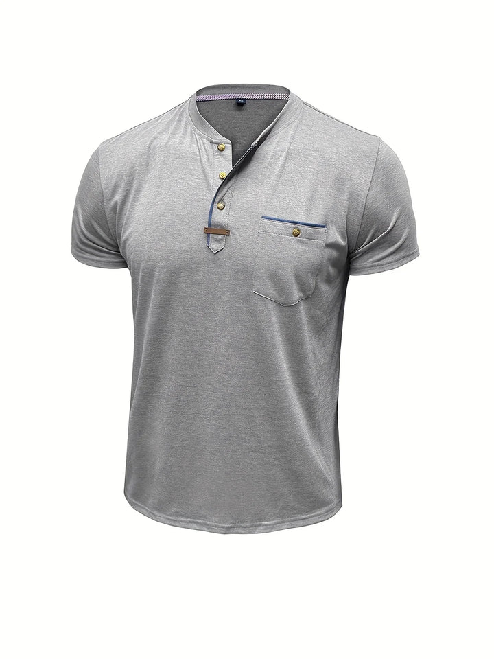 Saxon - Elegant Round Neck T Shirt With Pocket