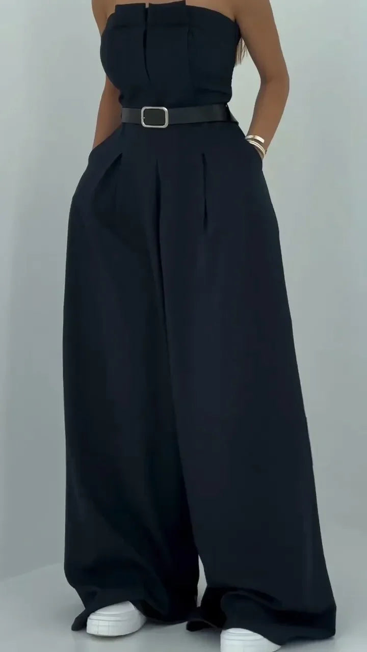 Lavara - Cropped Blazer And Wide Leg Trouser Set