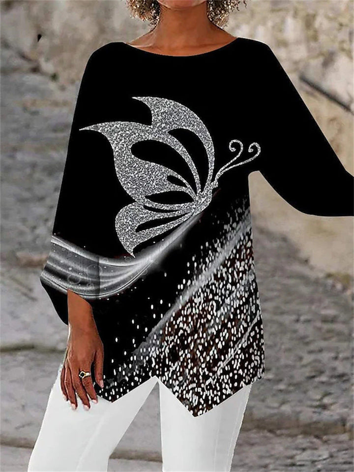 Soraya - Round Neck And Long Sleeve Printed Shirt