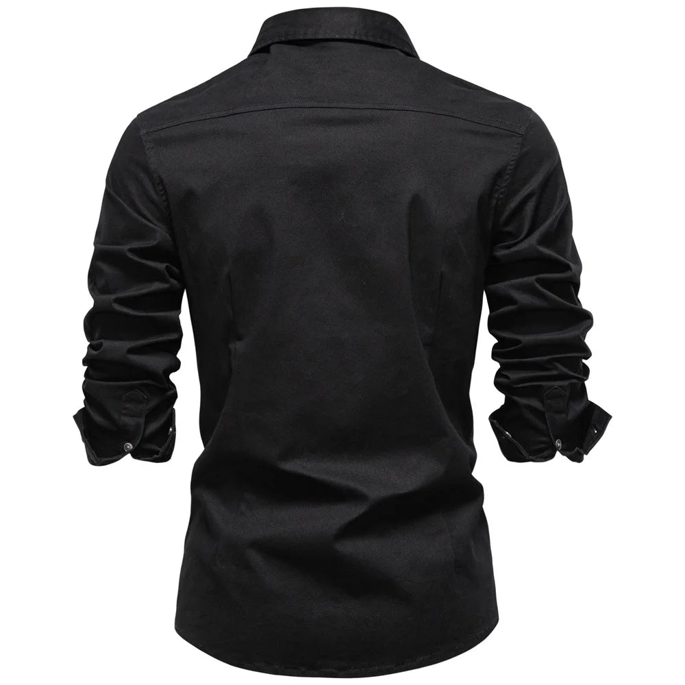 Norbwaldmir - Long Sleeve Cotton Shirt