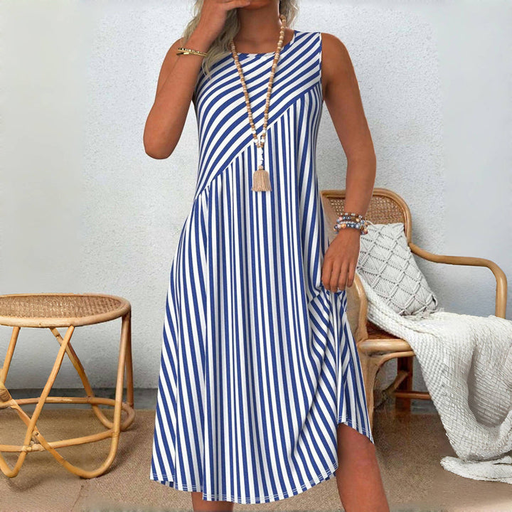 Emeely - Sleeveless Casual Striped Dress