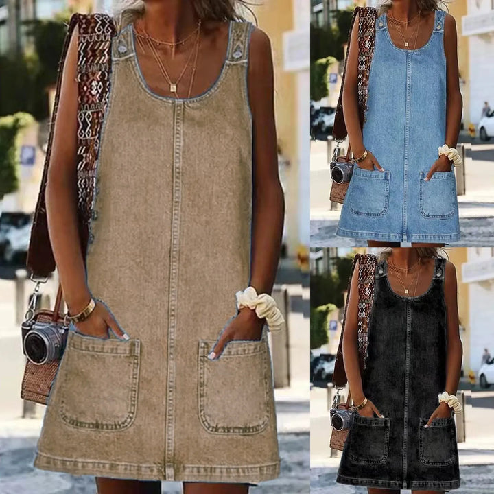 Otylia - Comfortable Wide Shoulder Style Mini Dress