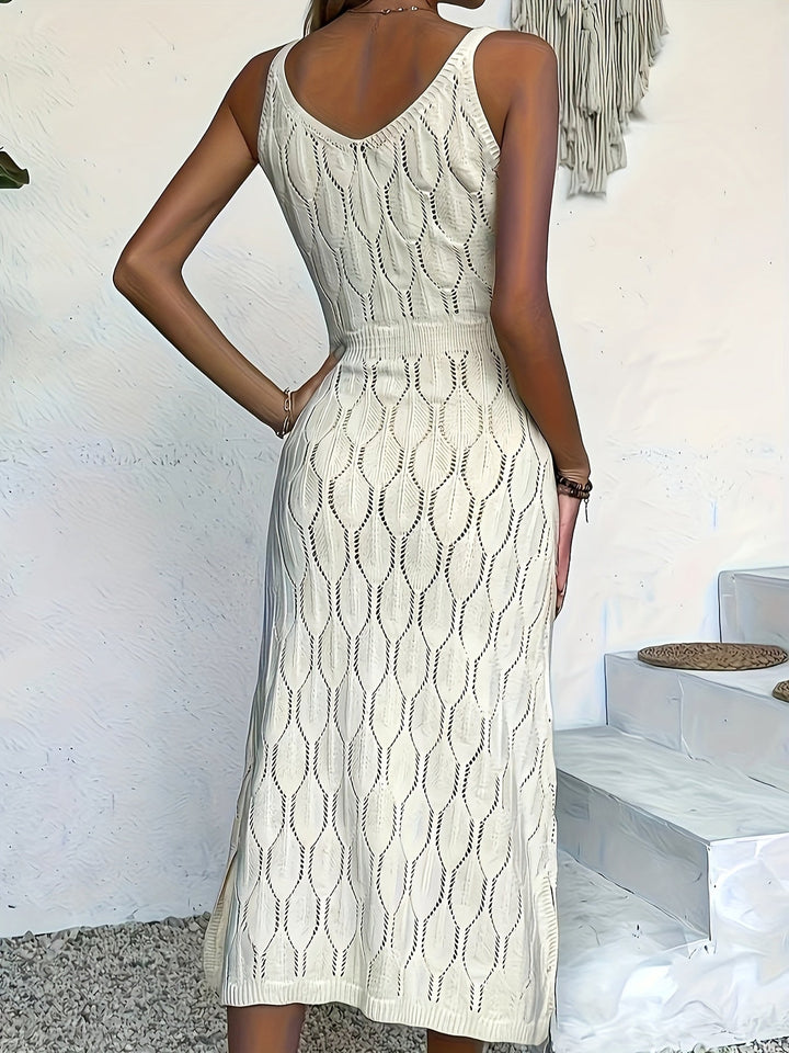 Luciana - Sleeveless Long Knitted Dress With A Coat Style