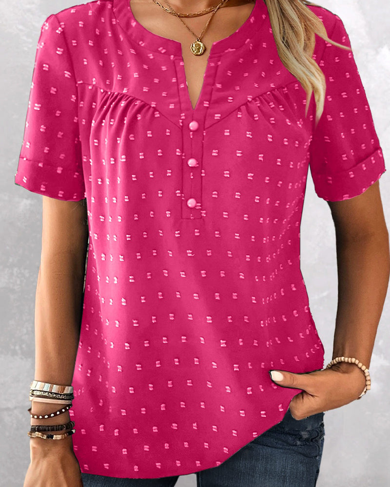 Seela - Short Sleeves Blouse With V-neck