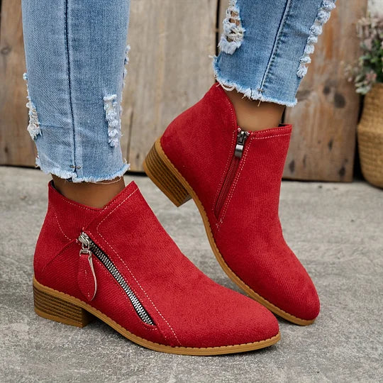 Farah - Orthopedic Leather Ankle Boots With Zipper