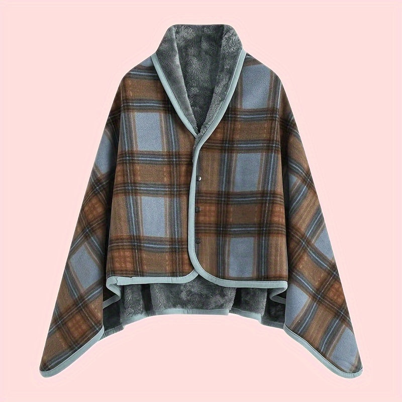 Emilette - Winter Plaid Wearable Blanket Shawl