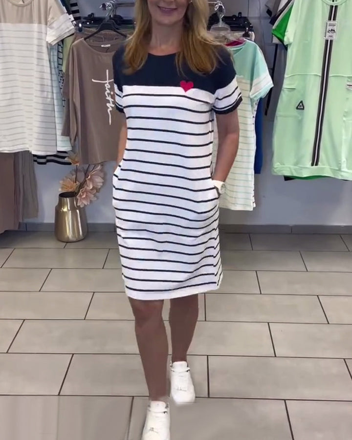 Luella - Casual Striped Round Neck Dress