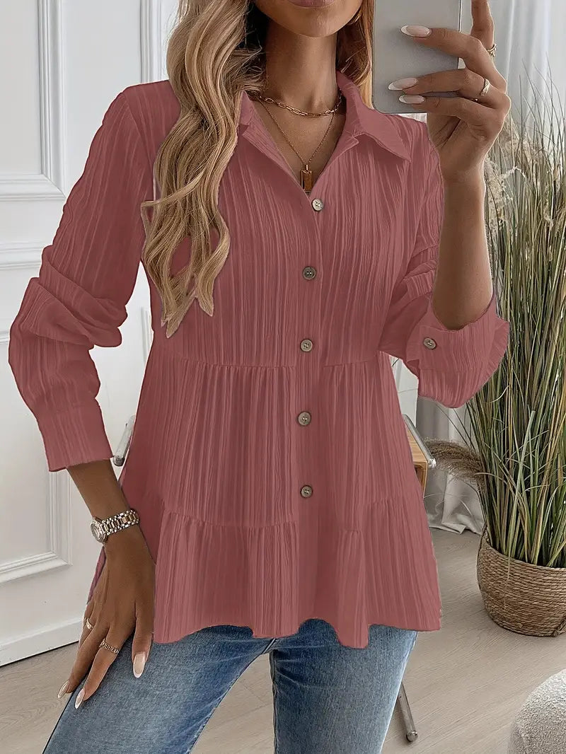 Majlinda - Stylish Long Sleeve Shirt With Button
