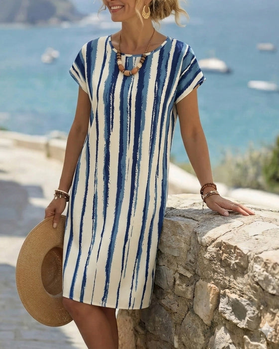 Sherrien -  Short Sleeve Stripe Dress