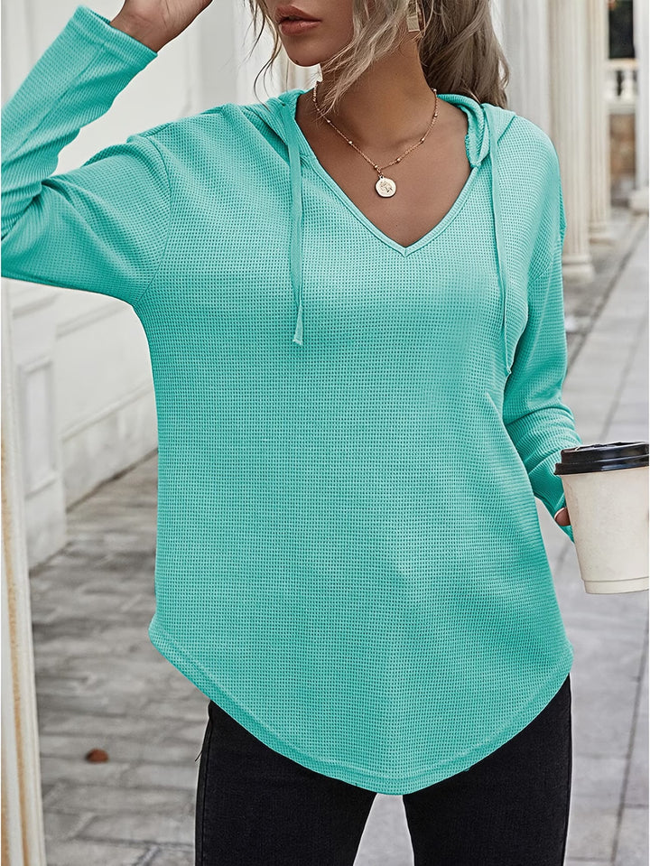 Laurette - Long Sleeve V Neck Hoodie