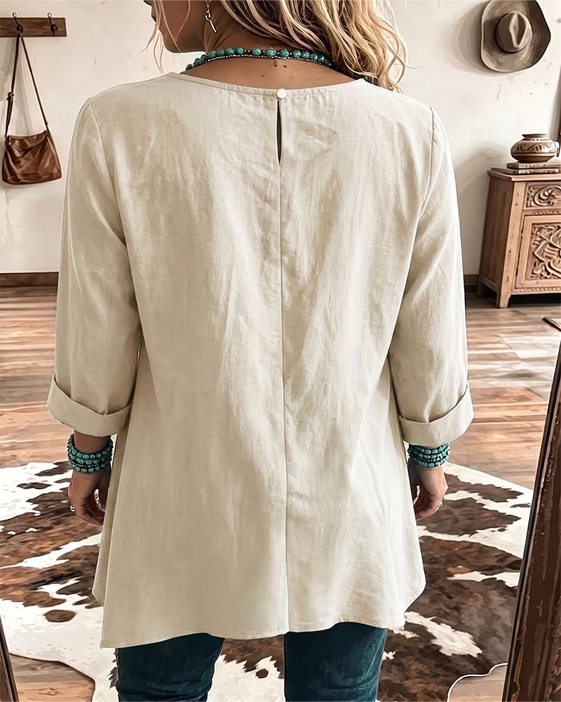 Taireen - Boho Pleated Tunic Blouse