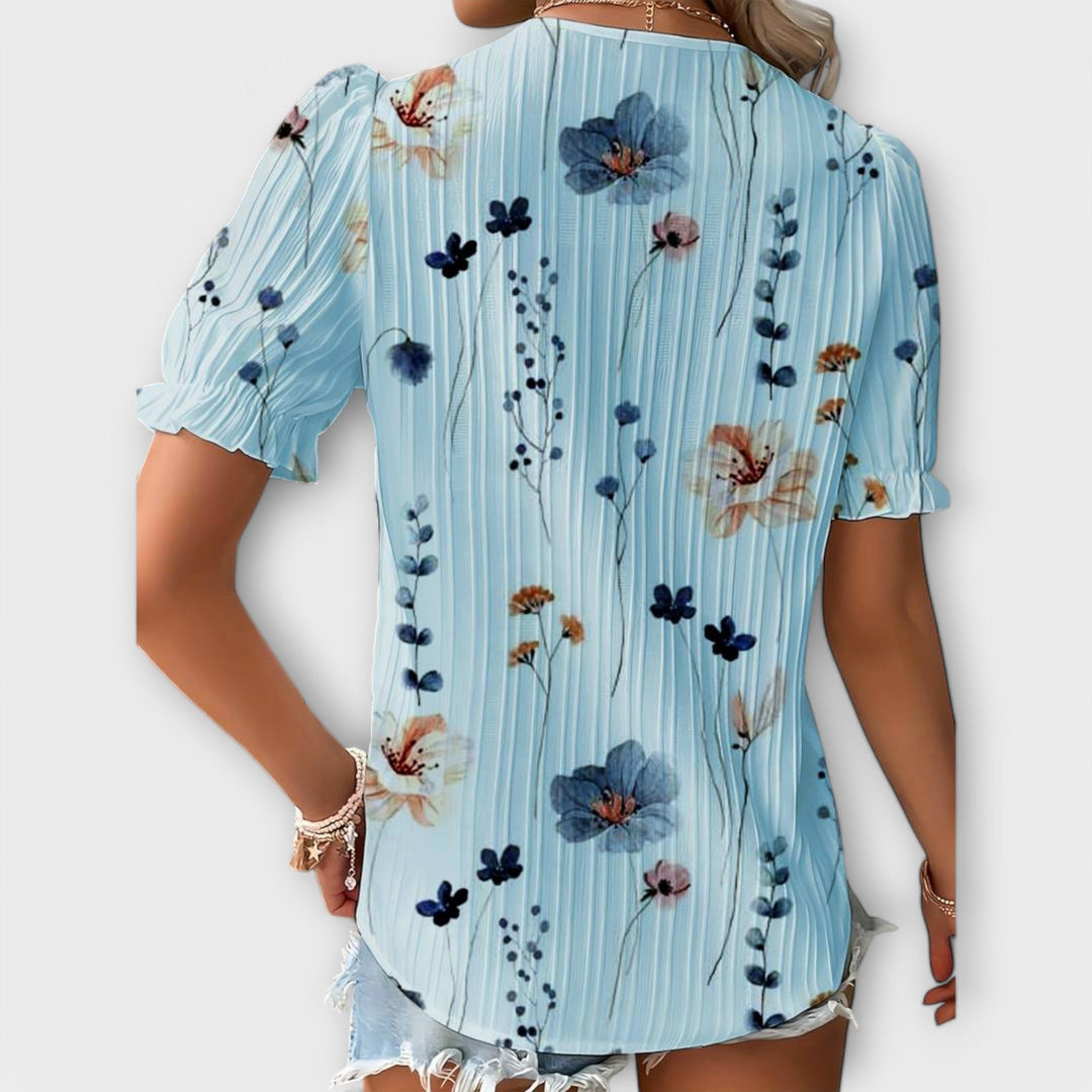 Bruni - Elegant Short Sleeve Printed Blouse