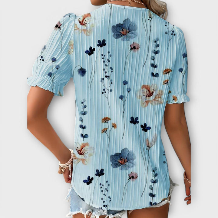 Bruni - Elegant Short Sleeve Printed Blouse