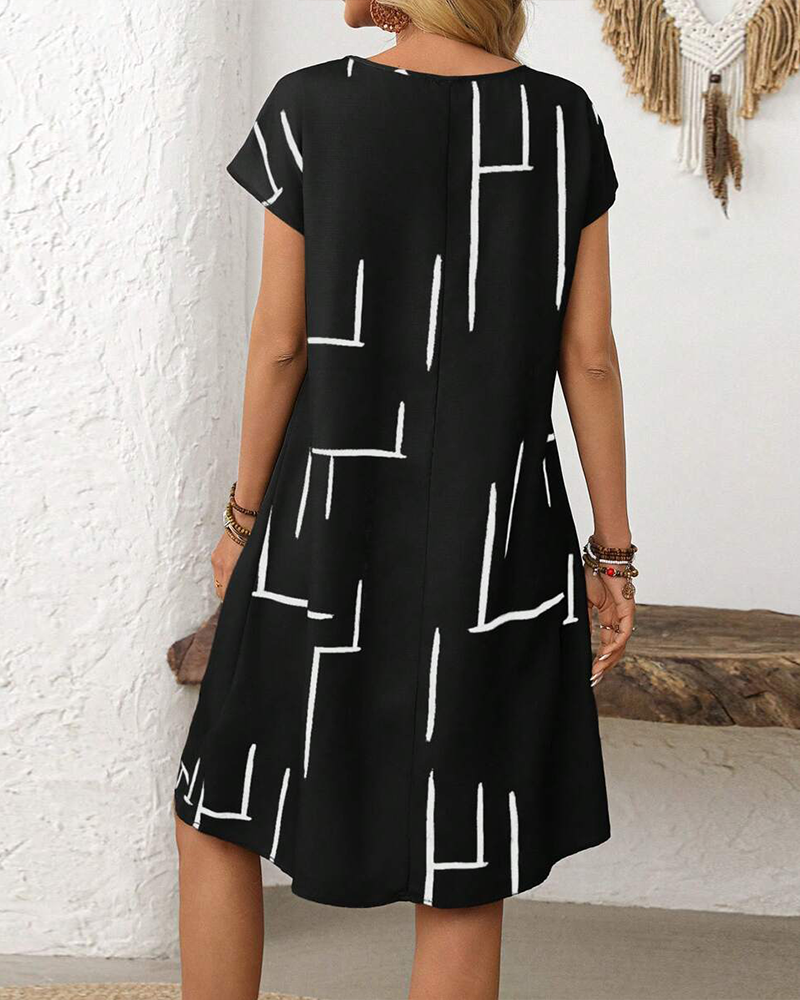 Ainee - Printed Round Neck Summer Dress