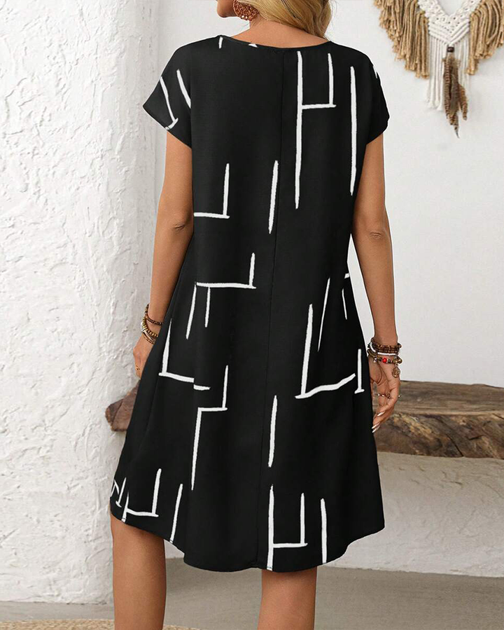 Ainee - Printed Round Neck Summer Dress