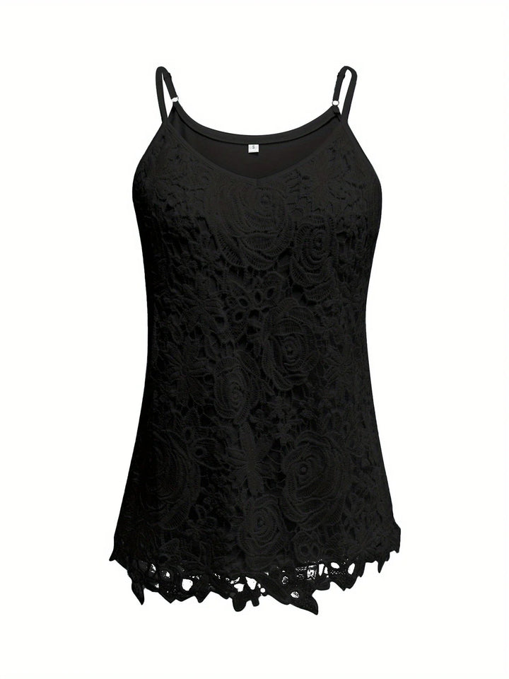 Juna - Elegant Sleeveless Lace Top With V Neck