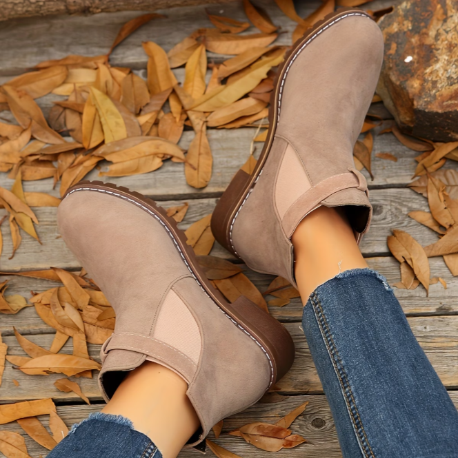 Rosaetta - Suede Ankle Boots with Buckle Strap