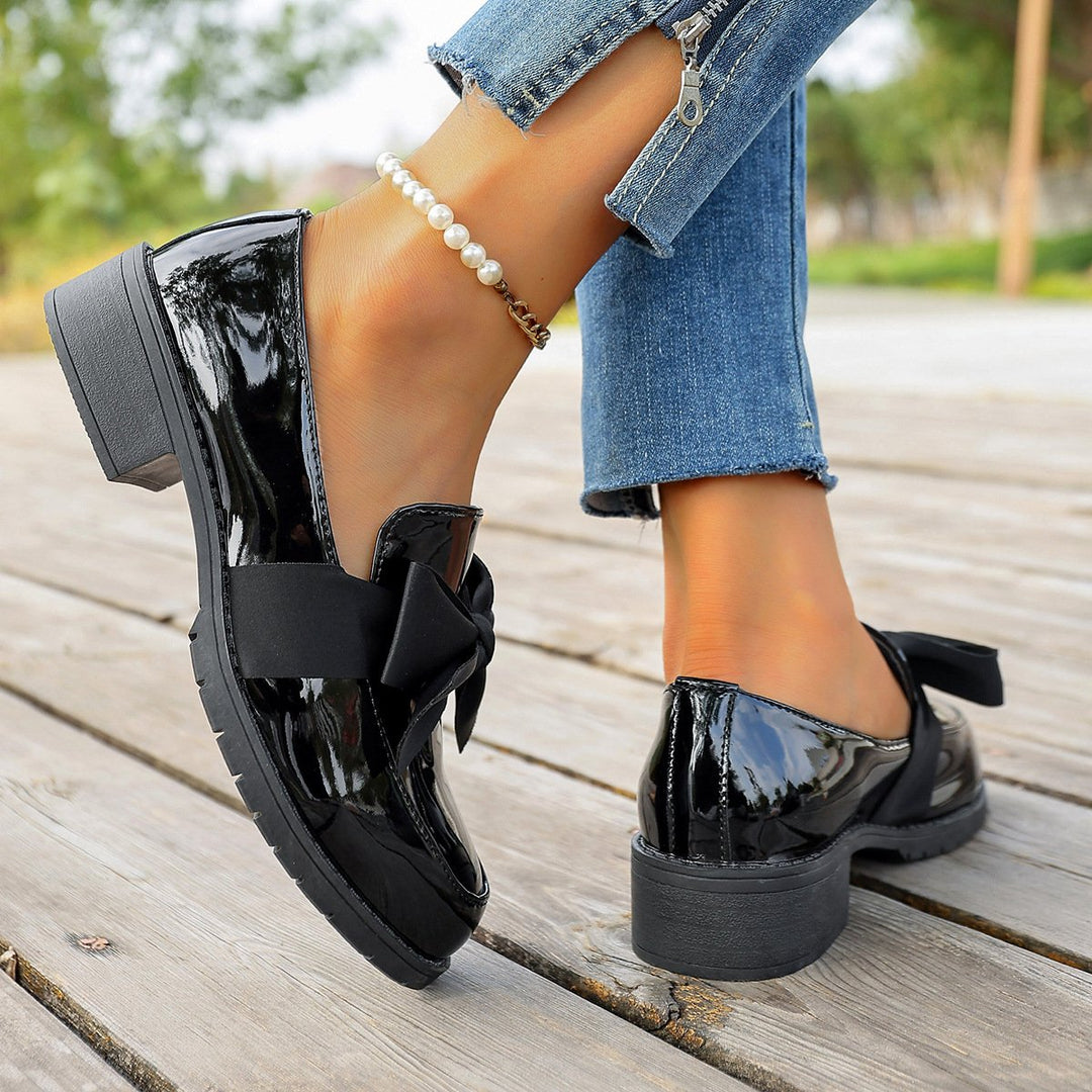 Astreaica - Patent Leather Loafer With Bow Accent