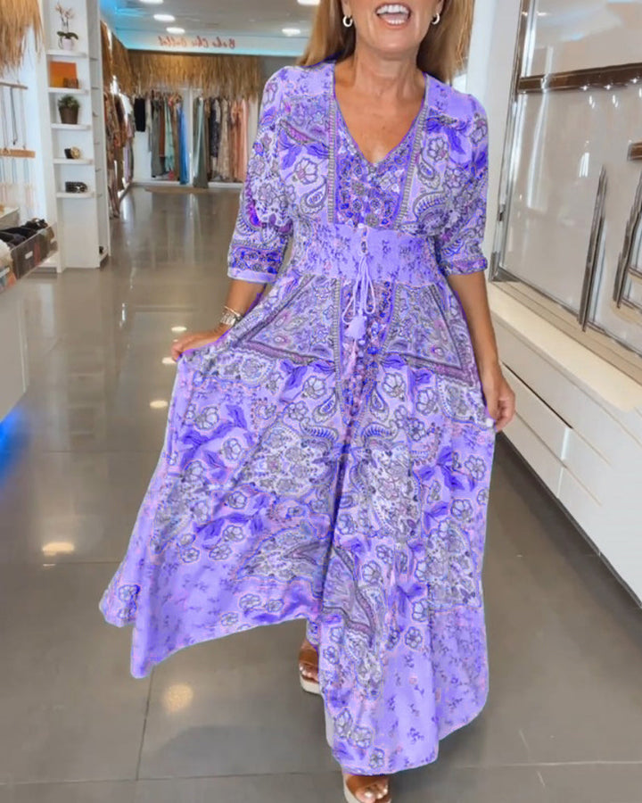 Taylor - V-Neck 3/4 Sleeve  Dress