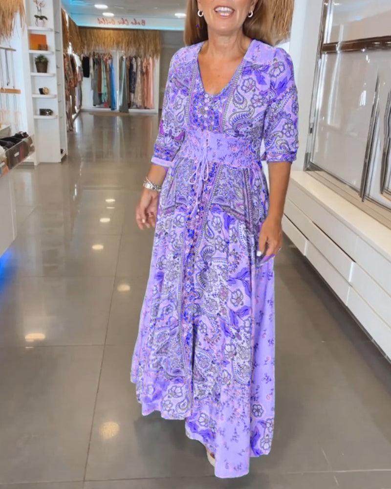 Taylor - V-Neck 3/4 Sleeve  Dress
