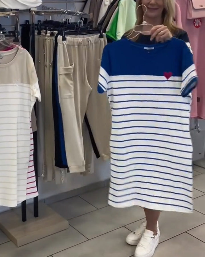 Luella - Casual Striped Round Neck Dress