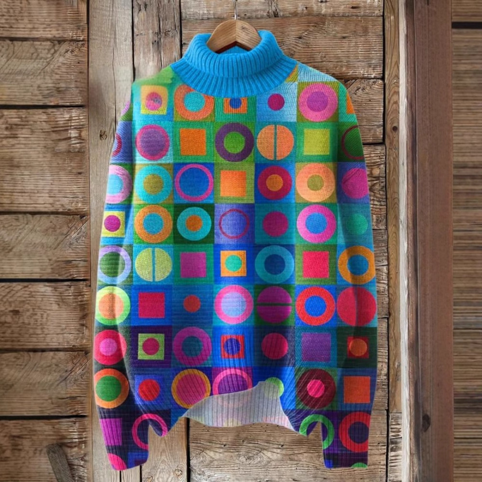 Daria - Print And Turtleneck Knitted Sweater