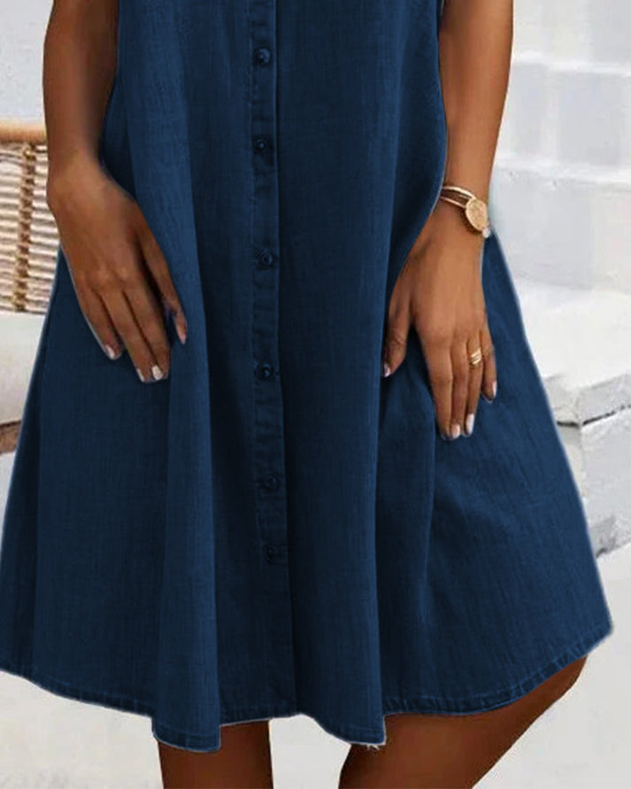 Sveta - Short Sleeve Button Denim Dress