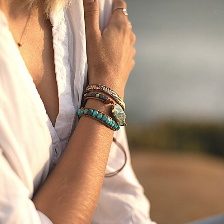Natilda - Turquoise & Jasper Healing Wrap Bracelet